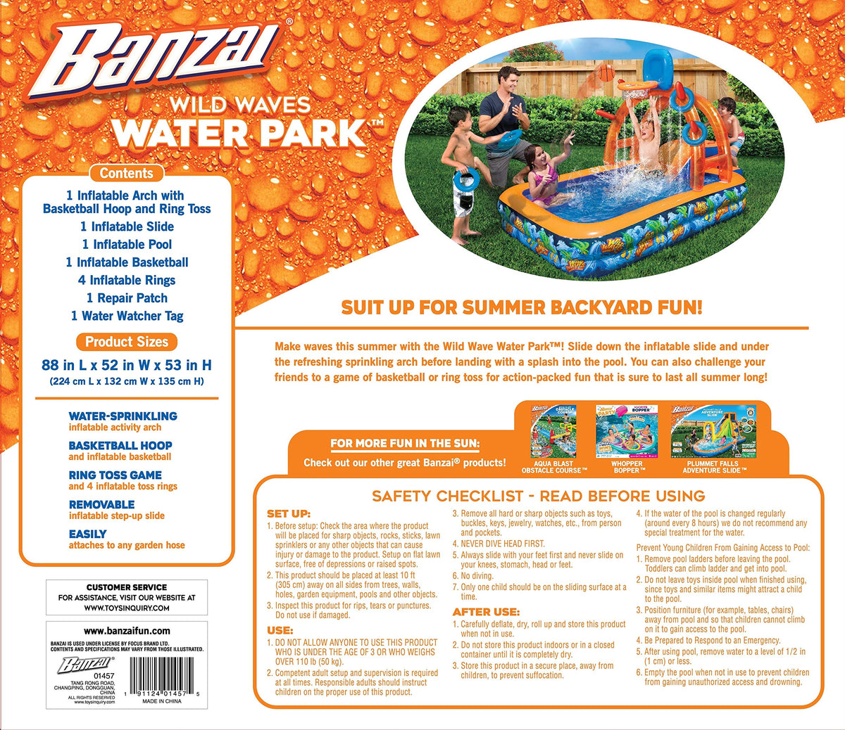 BANZAI Wild Waves Water Park inflatable basketball for playful backyard challenges