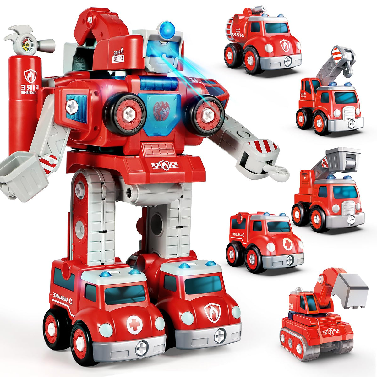 Baobrava 5-in-1 transformer fire truck in action sparks imaginative rescue play