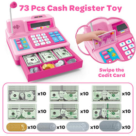 BAODLON cash register with microphone and sounds for interactive pretend play