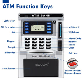 Baodlon piggy bank debit card entry demonstrates secure access and balance tracking