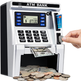 Baodlon piggy bank with real money ATM displaying a child's balance