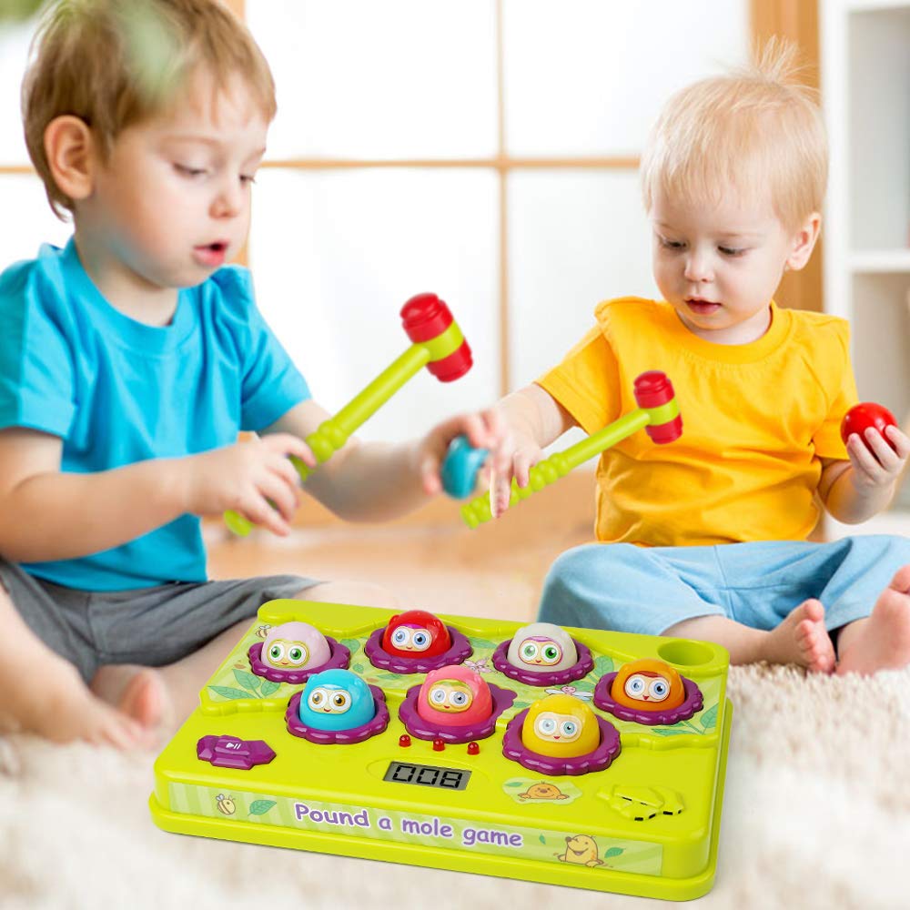 BAODLON Pound-a-Mole colorful moles inspire imaginative play and color recognition.