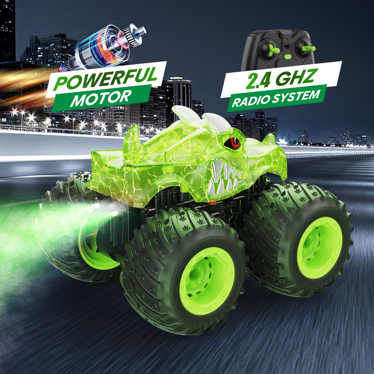 BAODLON RC Monster Truck with 2.4GHz remote for interference-free control