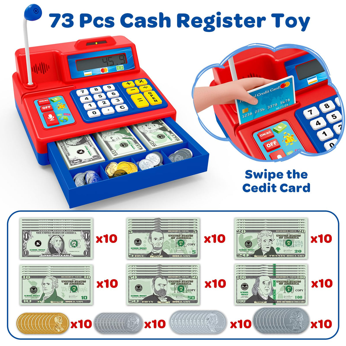 BAODLON toy credit card swipes smoothly to simulate real checkout and budgeting play.