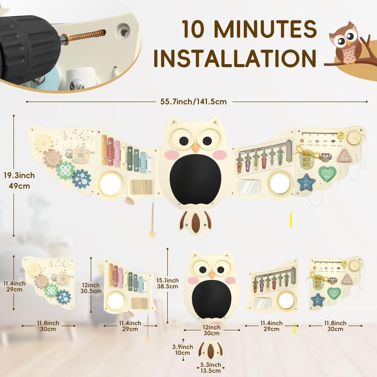 Baotree Montessori sensory wall panel promotes fine motor skills