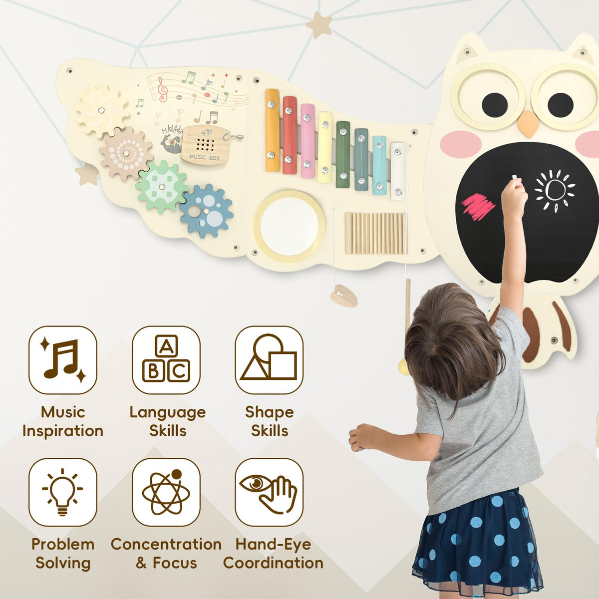 Baotree toddler learning center wall panel supports early language and coordination