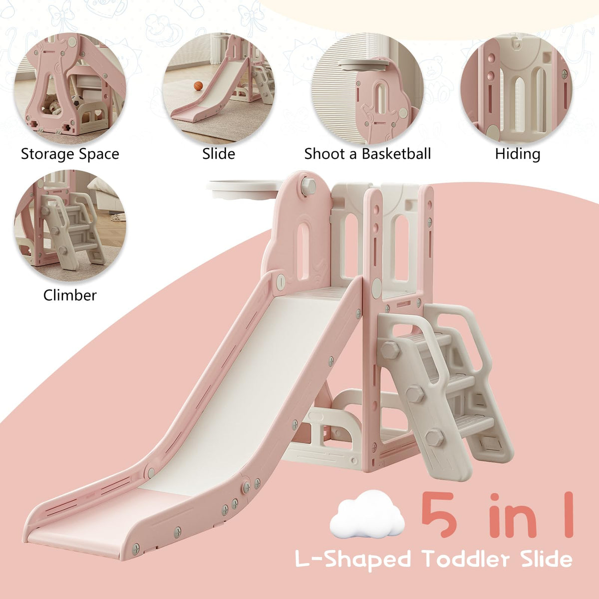 Baotree slide with basketball hoop supports active games and social interaction.