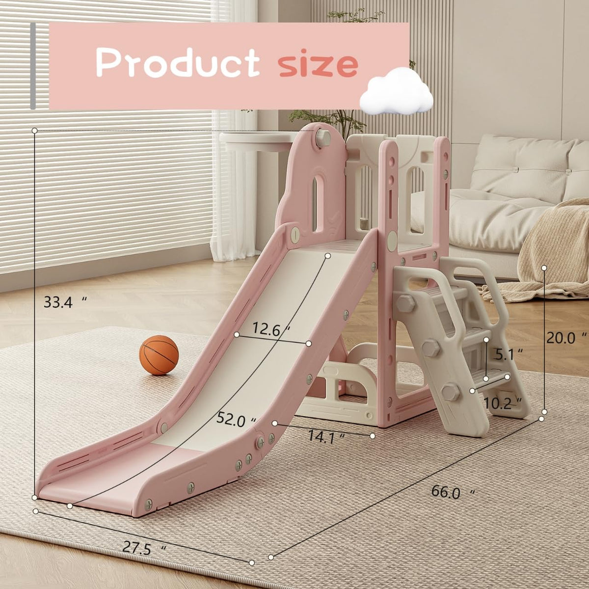 Baotree slide features non-slip steps for safer entry for toddlers.