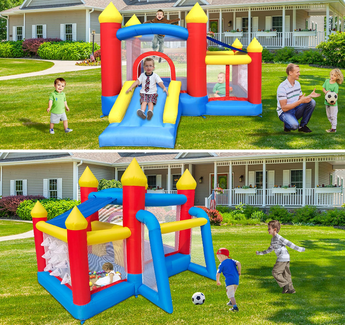 Baralir bounce house slide area engaging active kids during outdoor parties