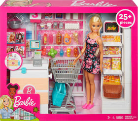 Barbie's 20-piece food accessories set fuels diverse grocery-themed storytelling.