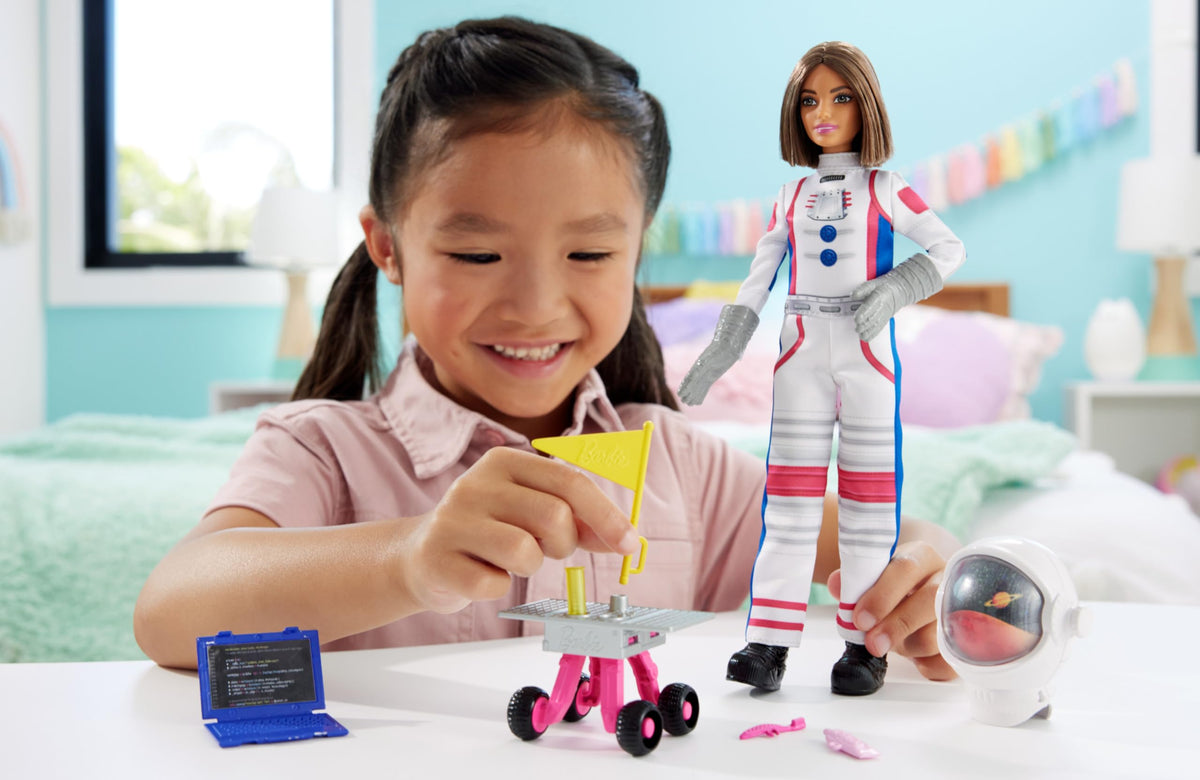 Barbie astronaut with rolling rover for engaging space exploration play