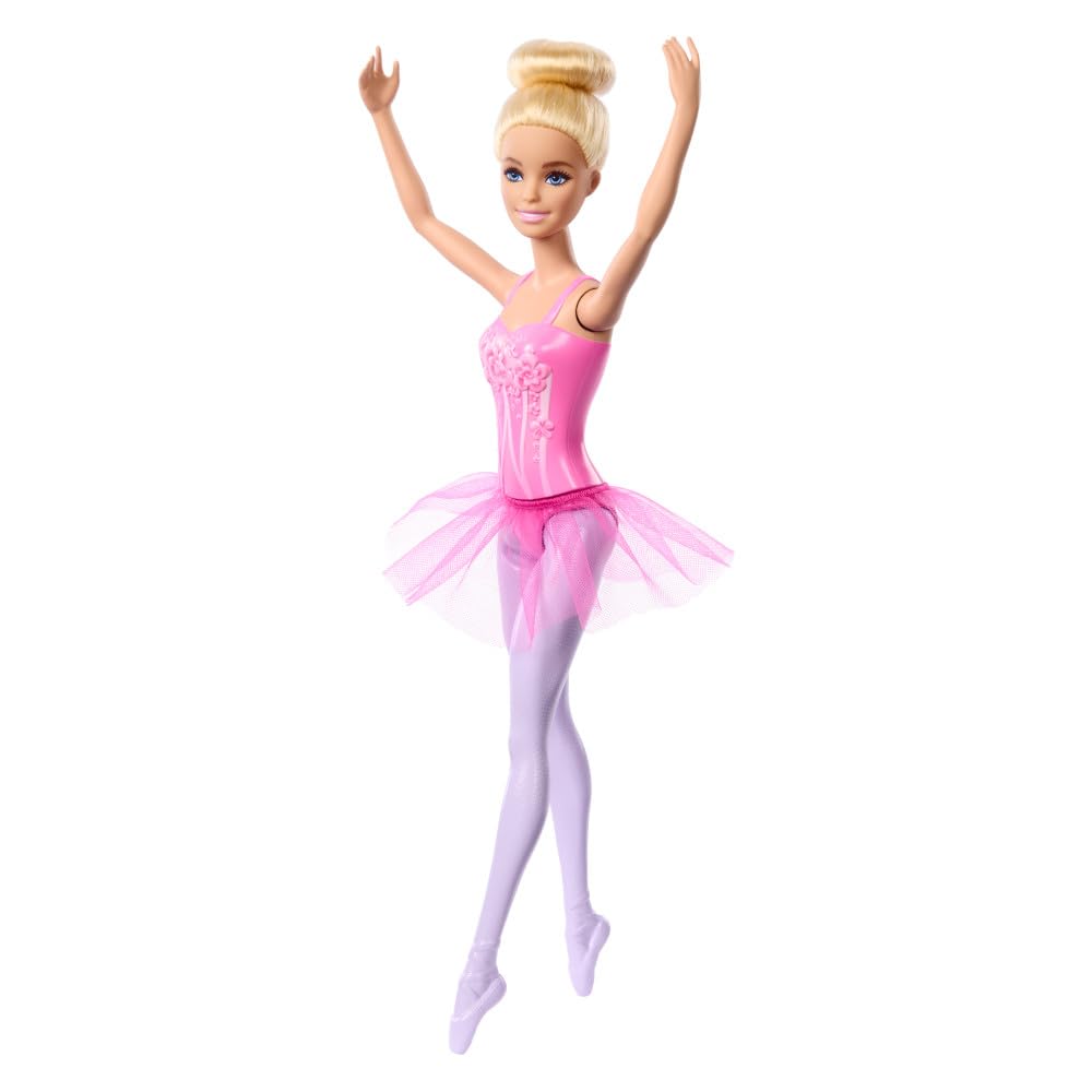 Barbie ballerina doll featuring a top-knot bun ready for rehearsal