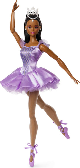 Barbie Ballet Wishes doll features 18+ articulation for dynamic posing.