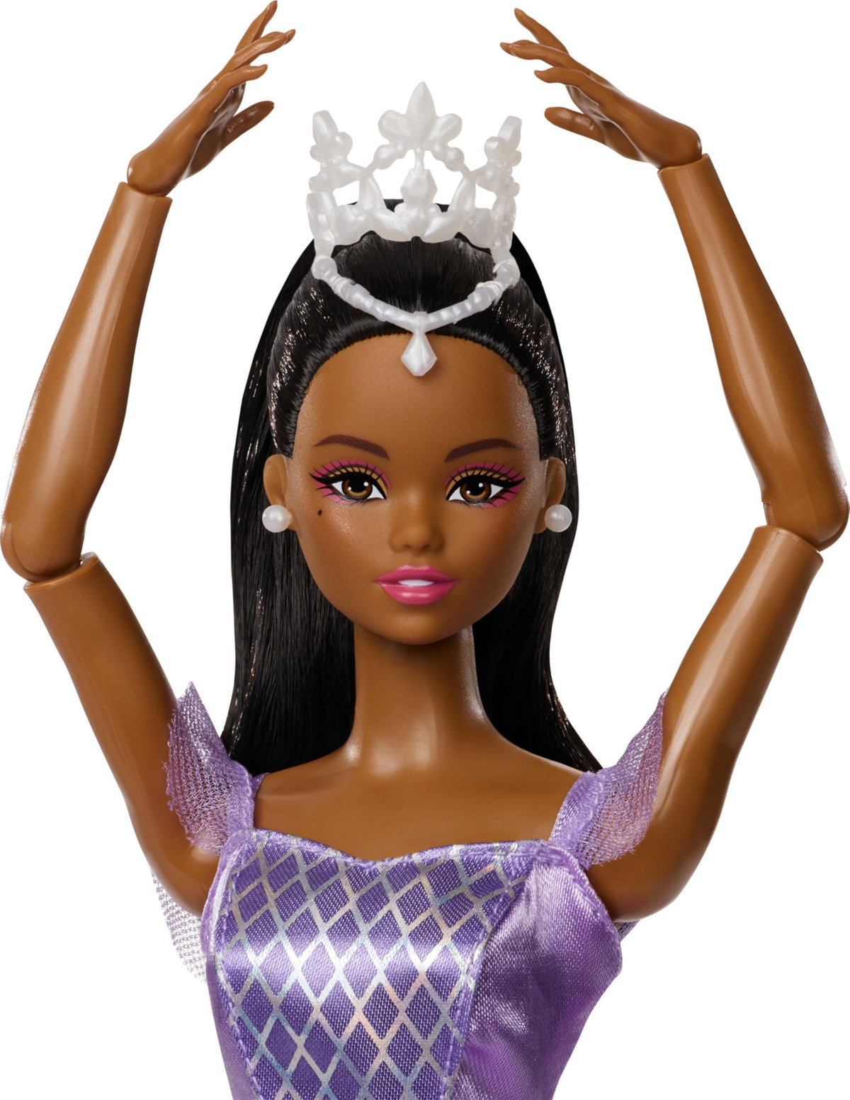 Barbie Ballet Wishes doll glittering tiara highlights recital styling.
