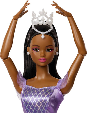 Barbie Ballet Wishes doll glittering tiara highlights recital styling.