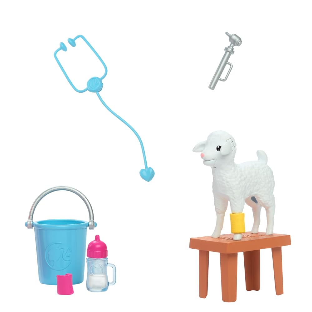 Barbie bench and pail support realistic vet checkups