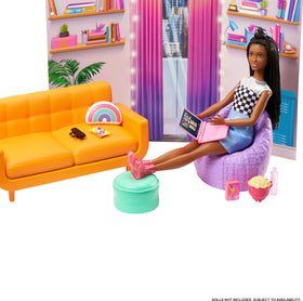 Barbie Big City Big Dreams bean bag chair inviting relaxed play.