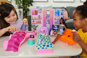 Barbie dorm room sofa and seating for cozy chats and study breaks.