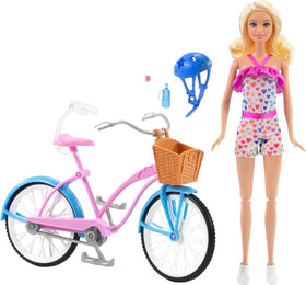 Barbie bike wheels and pedals with silvery accents for realistic movement.