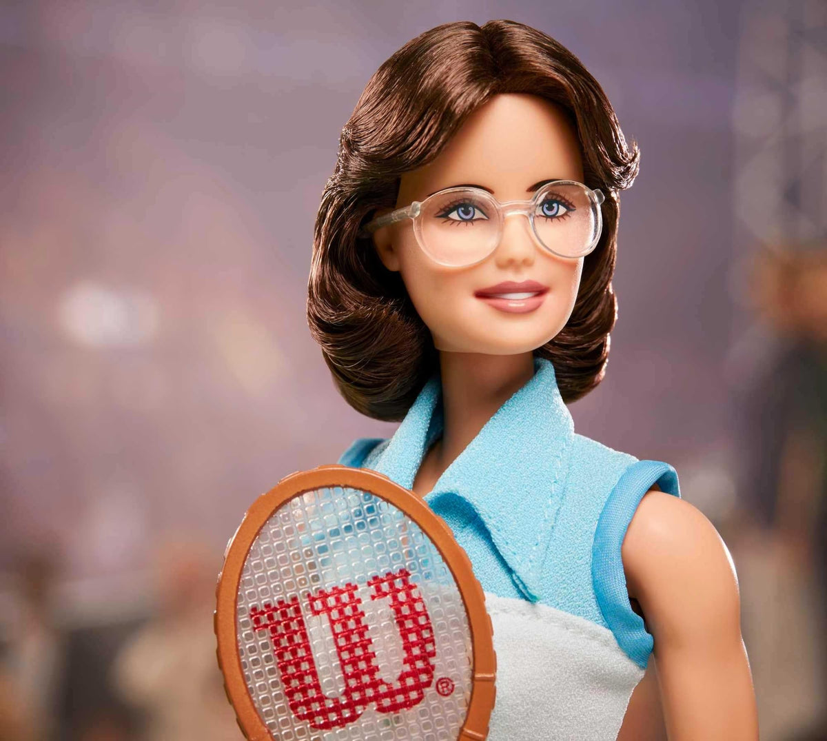 Barbie Billie Jean King blue tennis shoes, ready for posing in action-focused scenes.