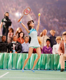 Barbie Billie Jean King with Wilson racket and ball, perfect for storytelling and action poses.