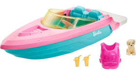 Barbie boat floats on water for sunny, imaginative play