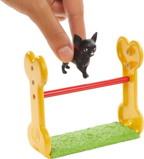 Barbie Careers Playset dog figures in white and black for storytelling play.