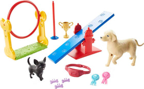 Barbie Careers Playset jumping bar and trophy for celebration moments.