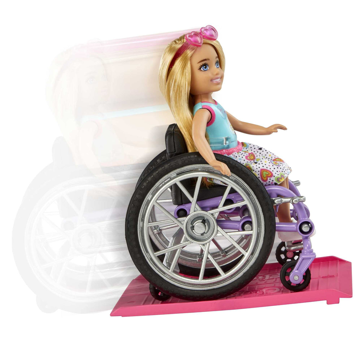Barbie Chelsea doll features molded top with puppy graphic for charming visuals.