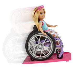 Barbie Chelsea doll features molded top with puppy graphic for charming visuals.