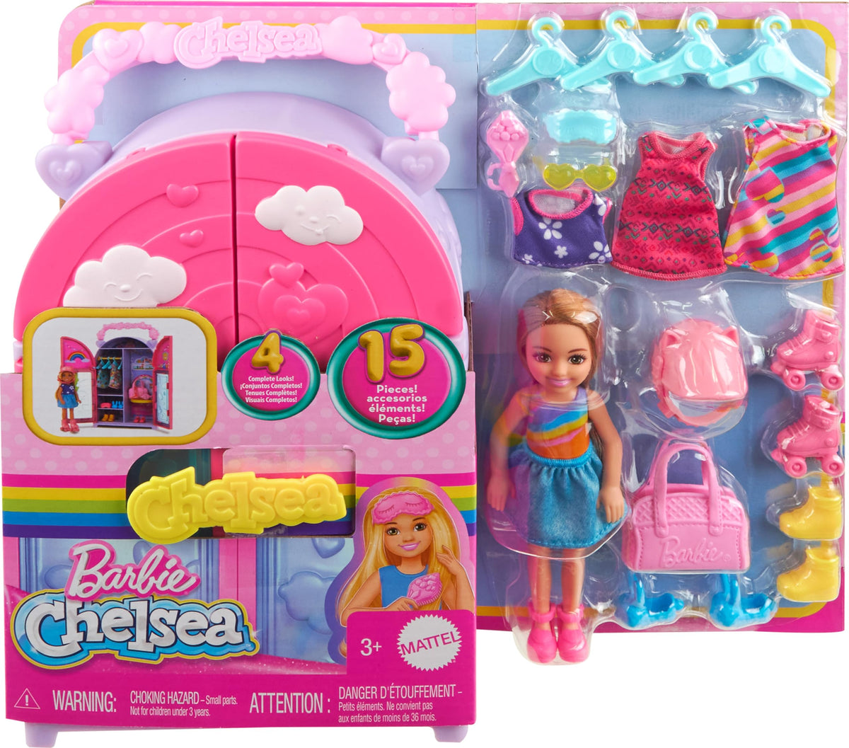 Barbie Chelsea doll with complete wardrobe, ready for storytelling and pretend play.