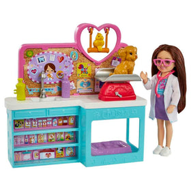 Barbie Chelsea with stethoscope for pretend pet examinations