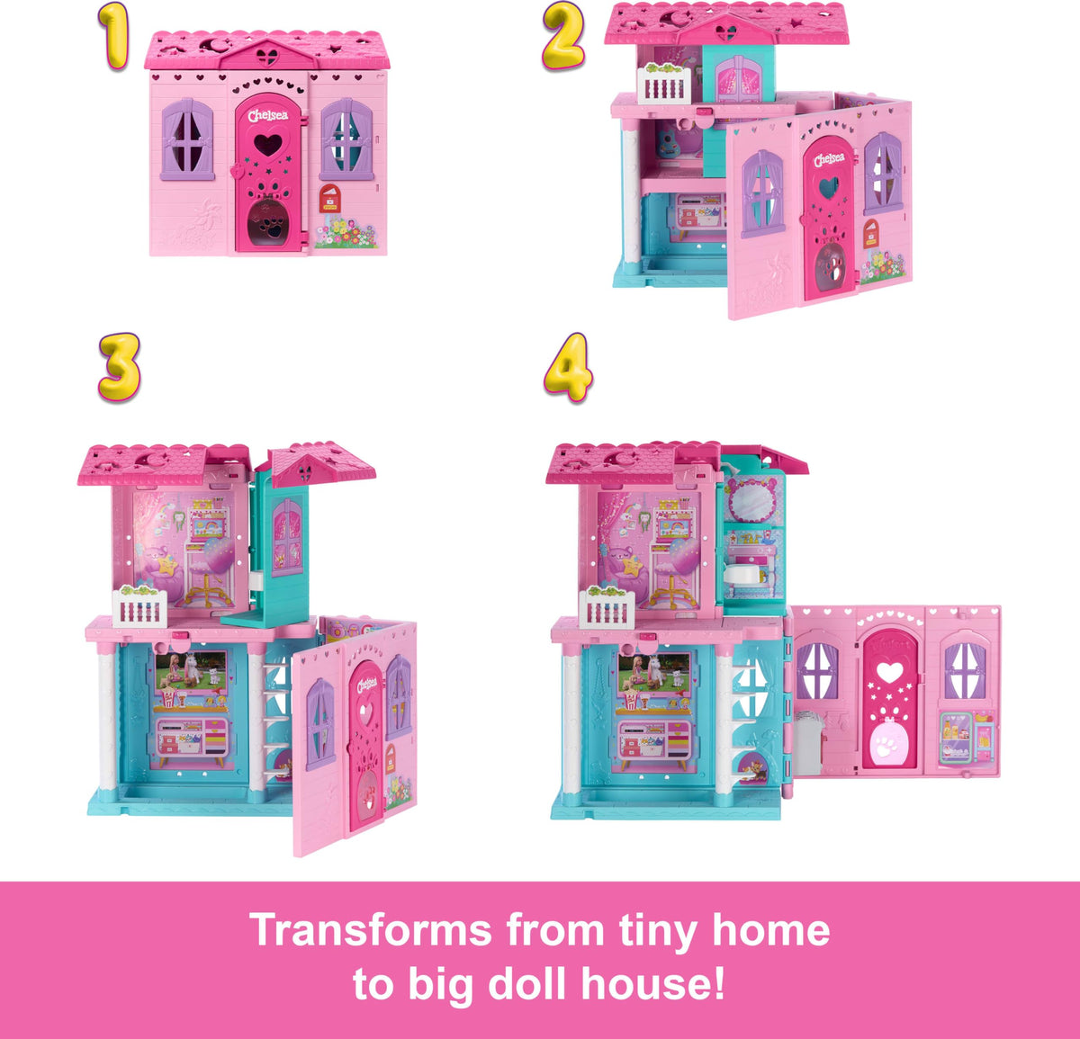 Barbie Chelsea Pop-Up House slide for energetic storytelling