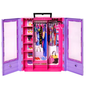 Barbie closet fold-out rack for easy dress-up changes