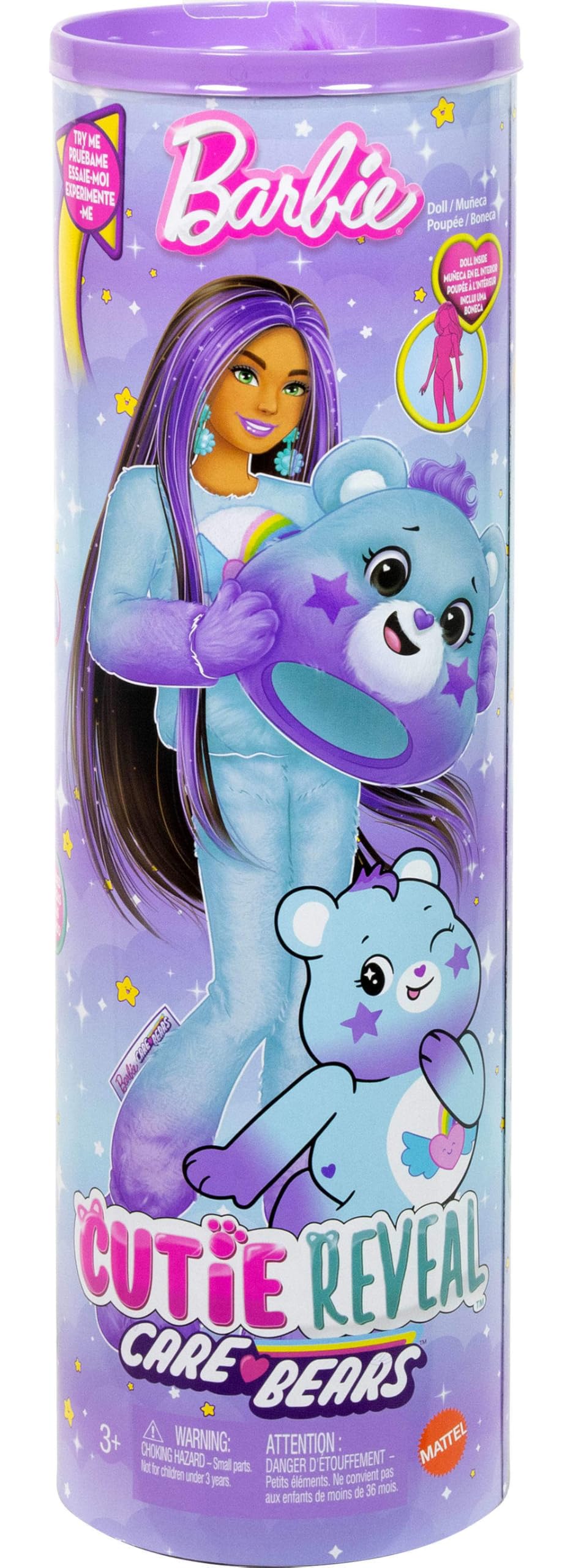 Barbie Cutie Reveal Care Bears mini Dream Bright Bear bed accessory in the plush world