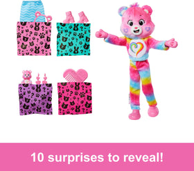 Barbie Cutie Reveal Care Bears plush costume frames a lovable Togetherness Bear look for storytelling play