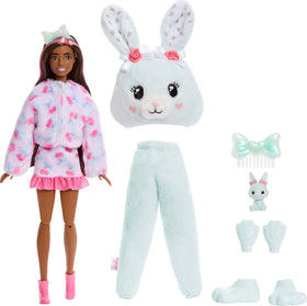 Barbie Cutie Reveal Cuddly Mini Pet complements the doll for storytelling.
