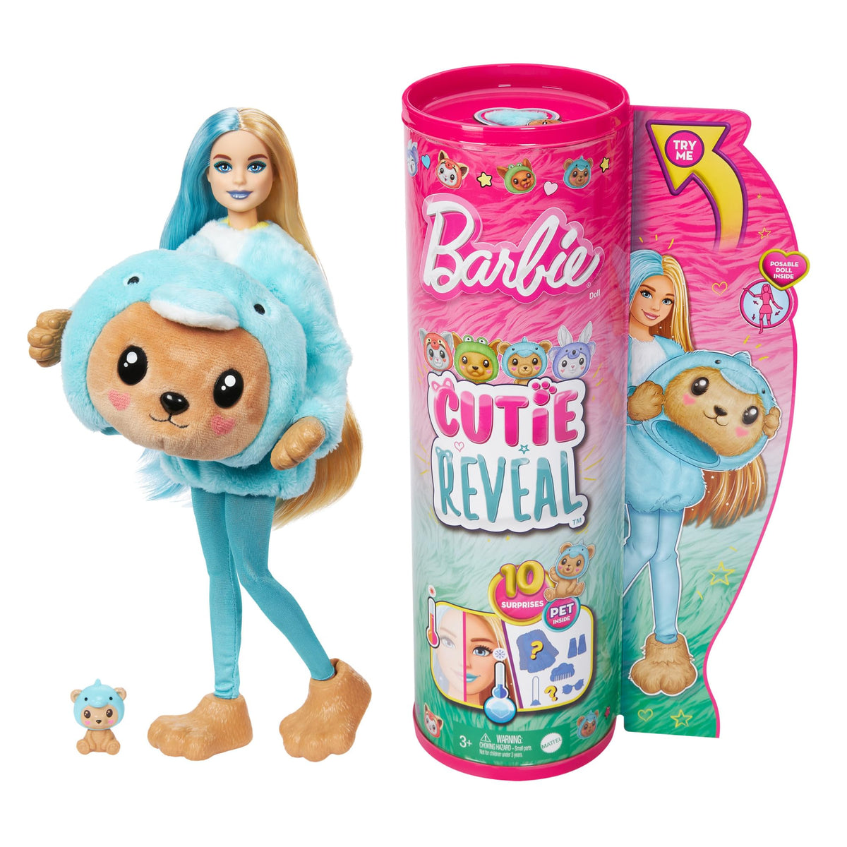 Barbie Cutie Reveal doll in animal costume for playful unboxing fun