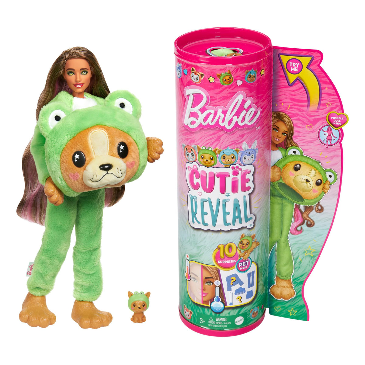 Barbie Cutie Reveal kitten in red panda costume sparks imaginative play.