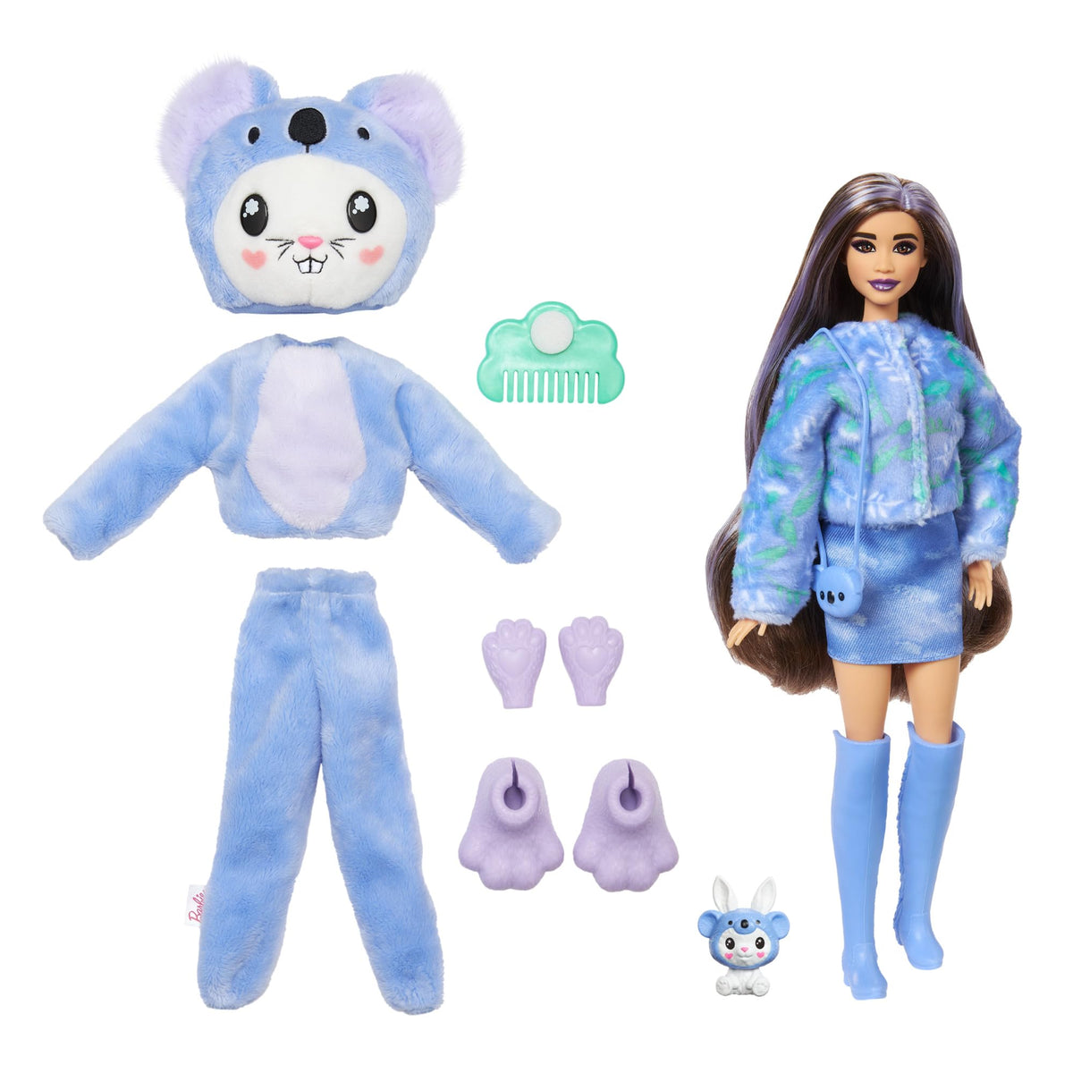 Barbie Cutie Reveal mini pet bed with plush companion for cozy scenes
