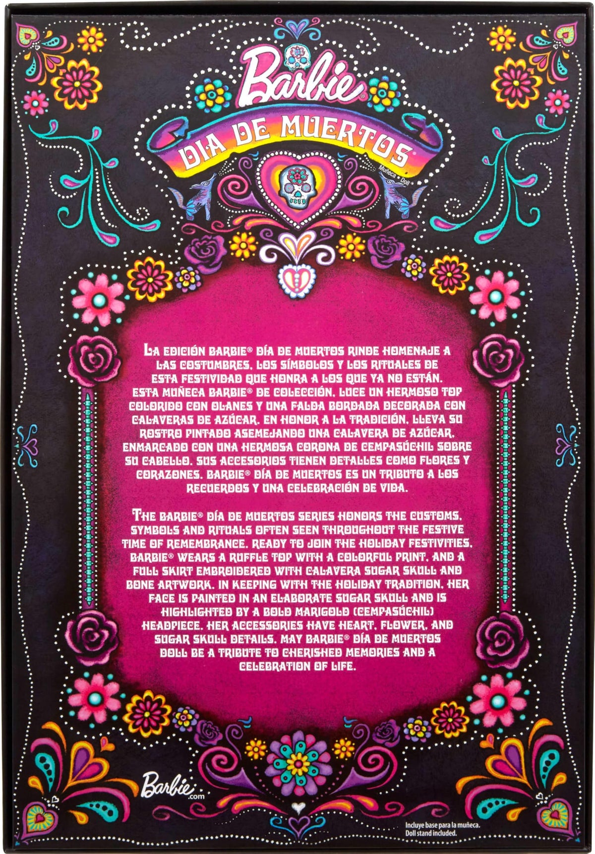 Barbie Día De Muertos certificate of authenticity included with doll
