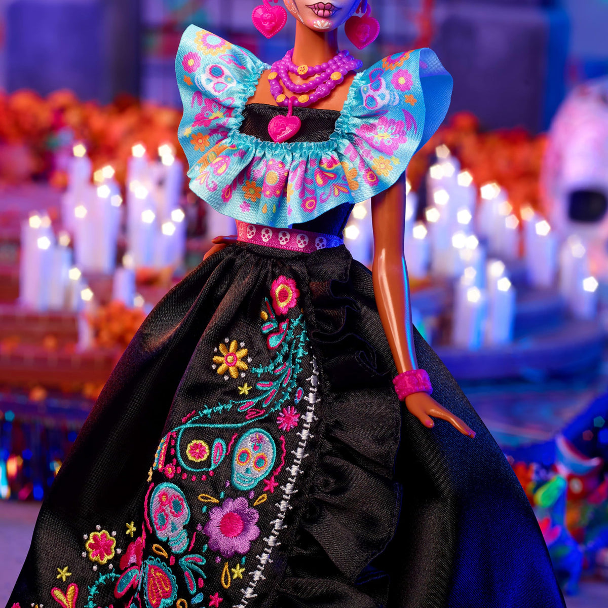 Barbie sugar skull jewelry enhances the celebratory look