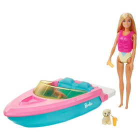 Barbie playset with puppy seat on bow for adventurous pretend play
