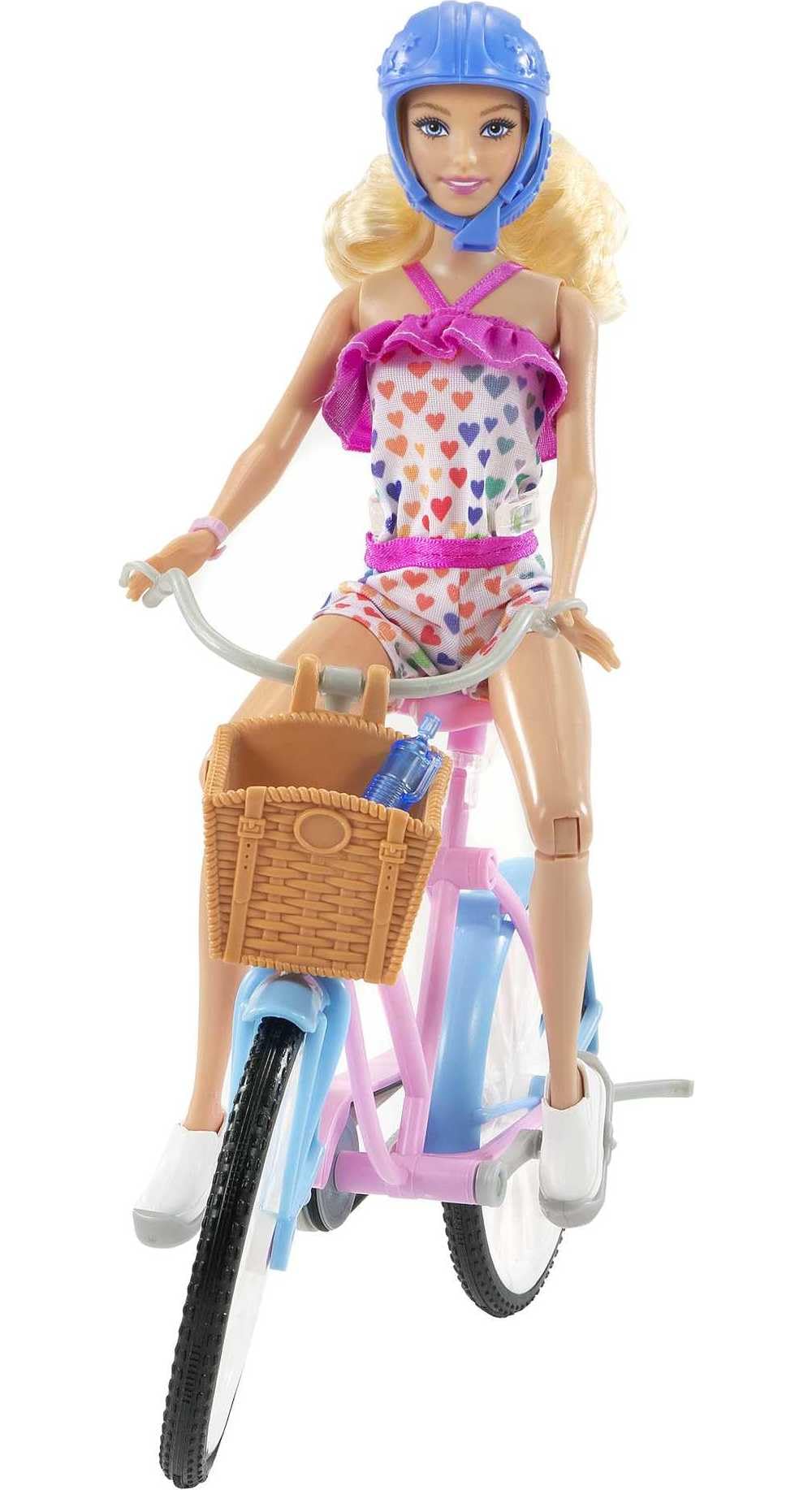 Barbie doll romper with rainbow heart print for adventurous looks.
