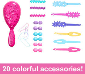 Barbie Styling Head barrettes and beads decorate hair.