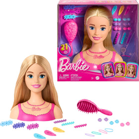 Barbie Styling Head blond hair close-up for creative styling practice.
