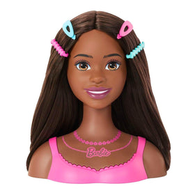 Barbie Styling Head with beads and hair ties for vibrant hairstyles.