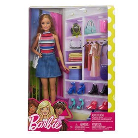 Barbie doll holding a pink water bottle to fuel pretend storytelling