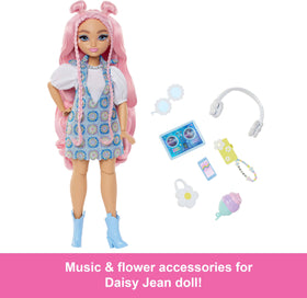 Daisy Jean poseable figure showing long pink hair and creative styling.