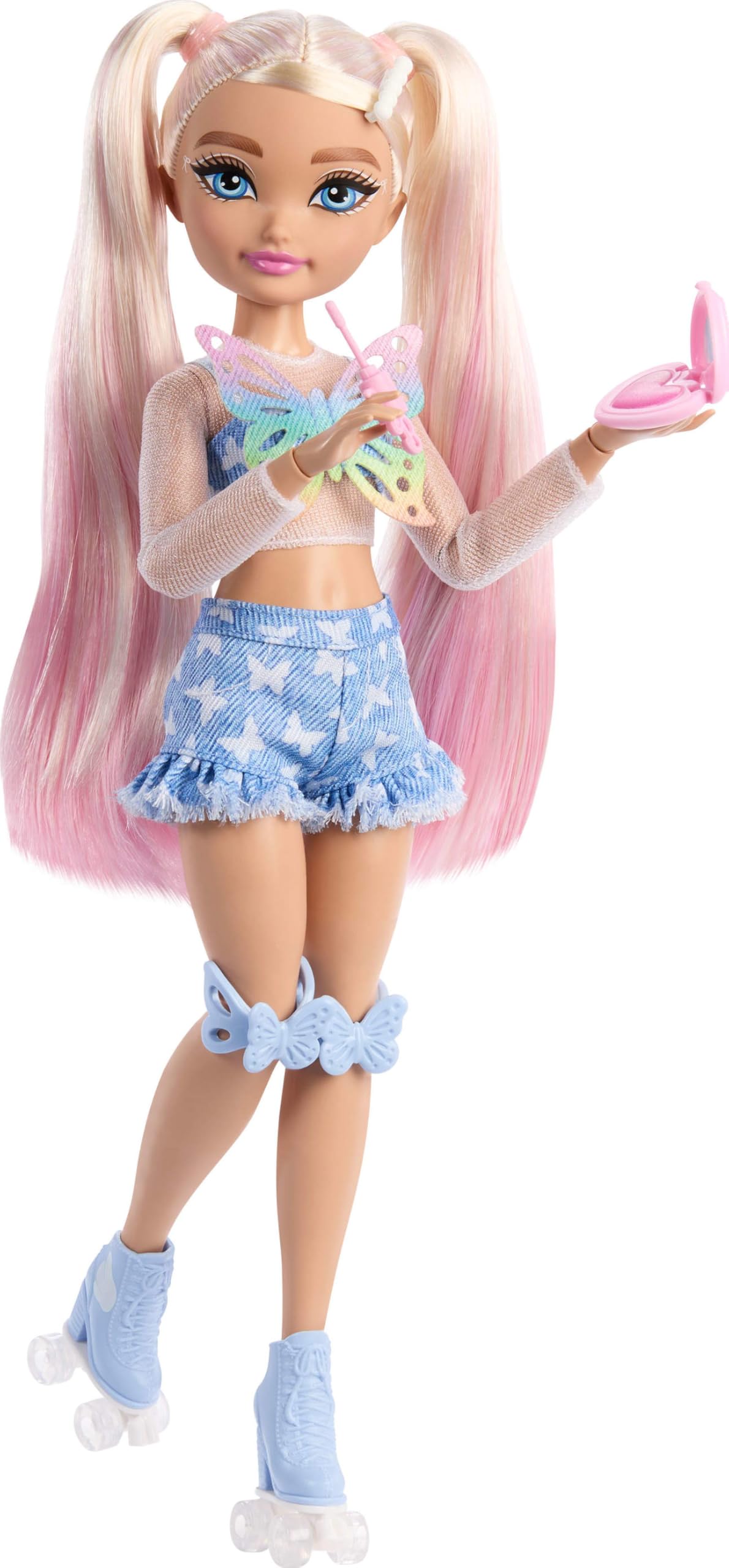 Barbie Dream Besties Malibu poseable doll features twin pigtail hair for easy styling.